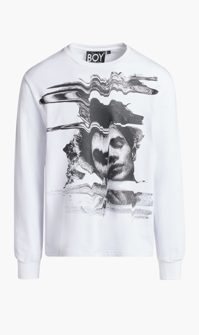 

Glitch Long Sleeve Sweatshirt, White