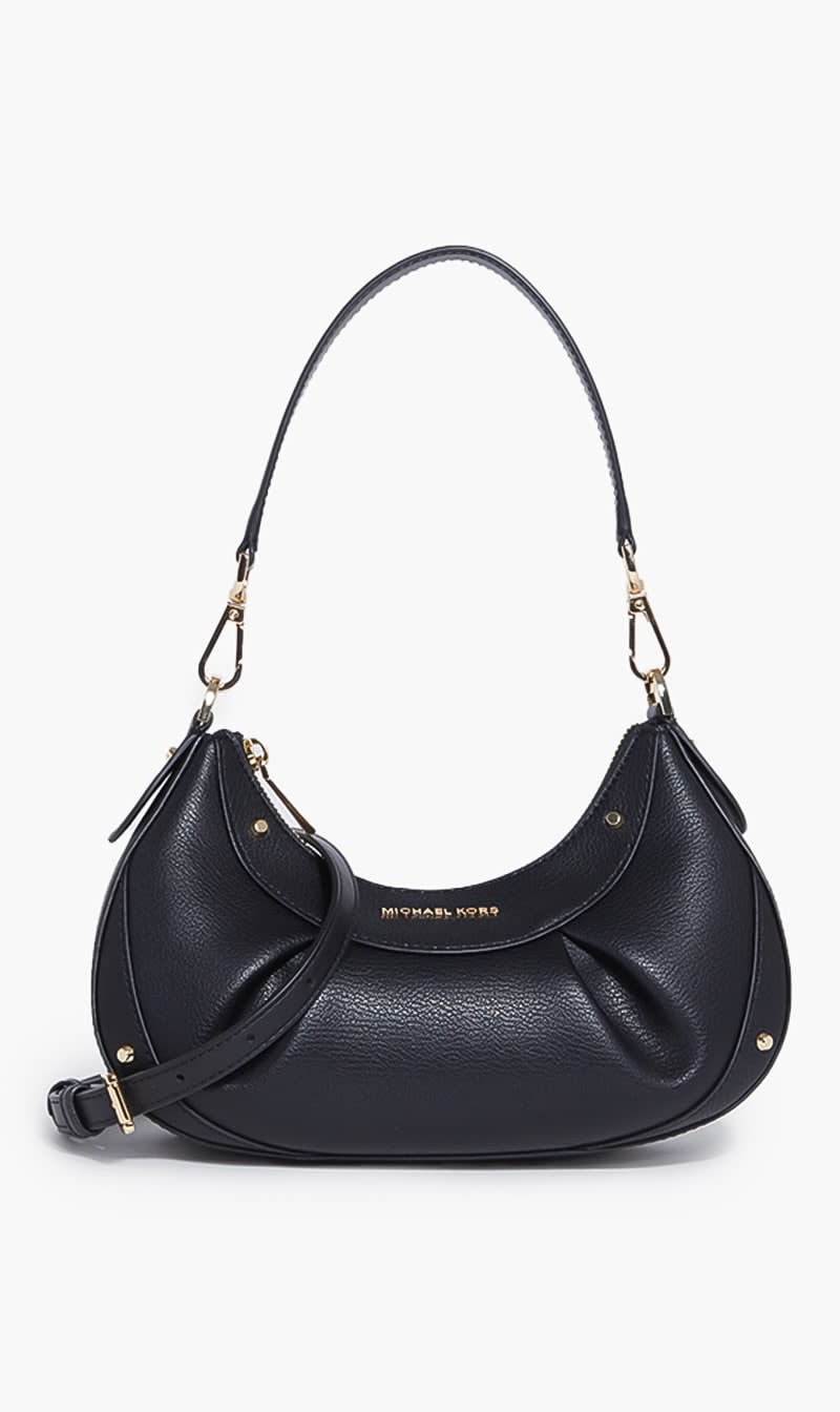 

Michael Kors Black Enzo Sm Conv Pouchette Xbody for Women | The Deal Outlet