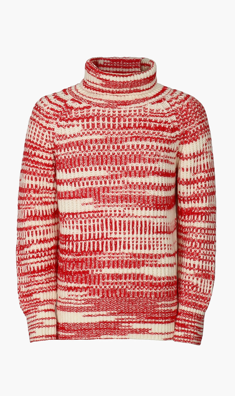 

Mouline Knit Long Sleeves Sweater, Red