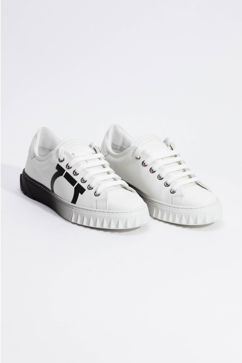 

Salvatore Ferragamo Cube 8 Gancini White Trainer Sneakers