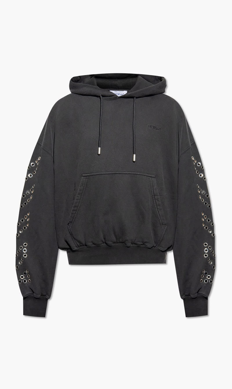 

Off-white Black Eyelet Diags Over Hoodie Black No Color for Men | The Deal Outlet