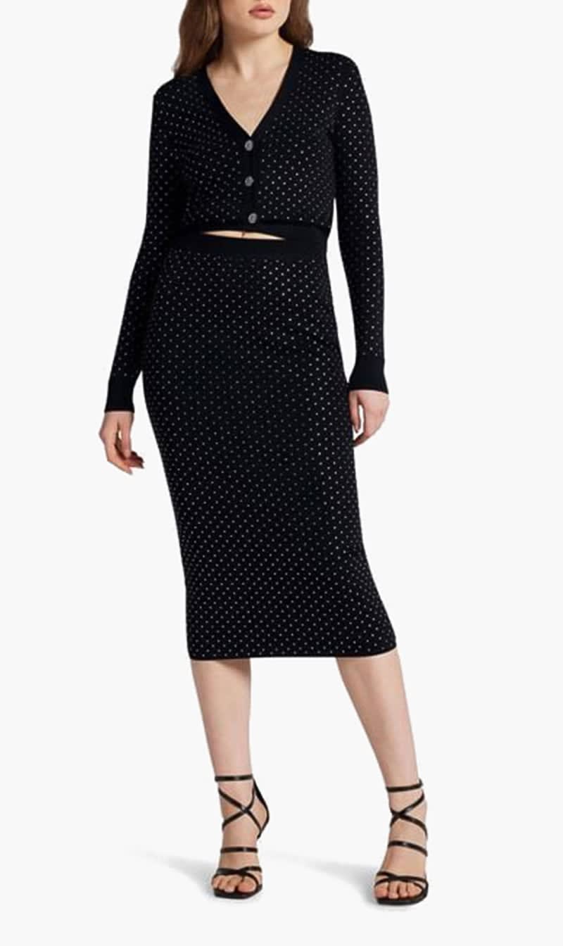 

Michael Kors Black Embellished Stretch Knit Midi Skirt for Women | The Deal Outlet
