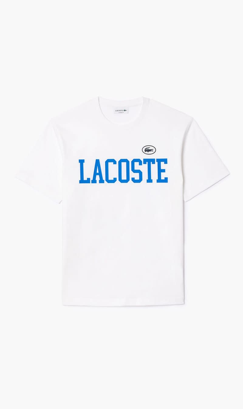 

Lacoste White Cotton Contrast Print And Badge T-shirt for Men | The Deal Outlet