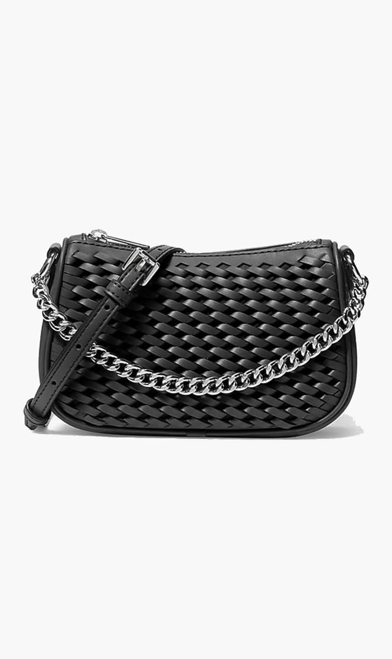 Black Carmela Small Woven Crossbody Bag for Women