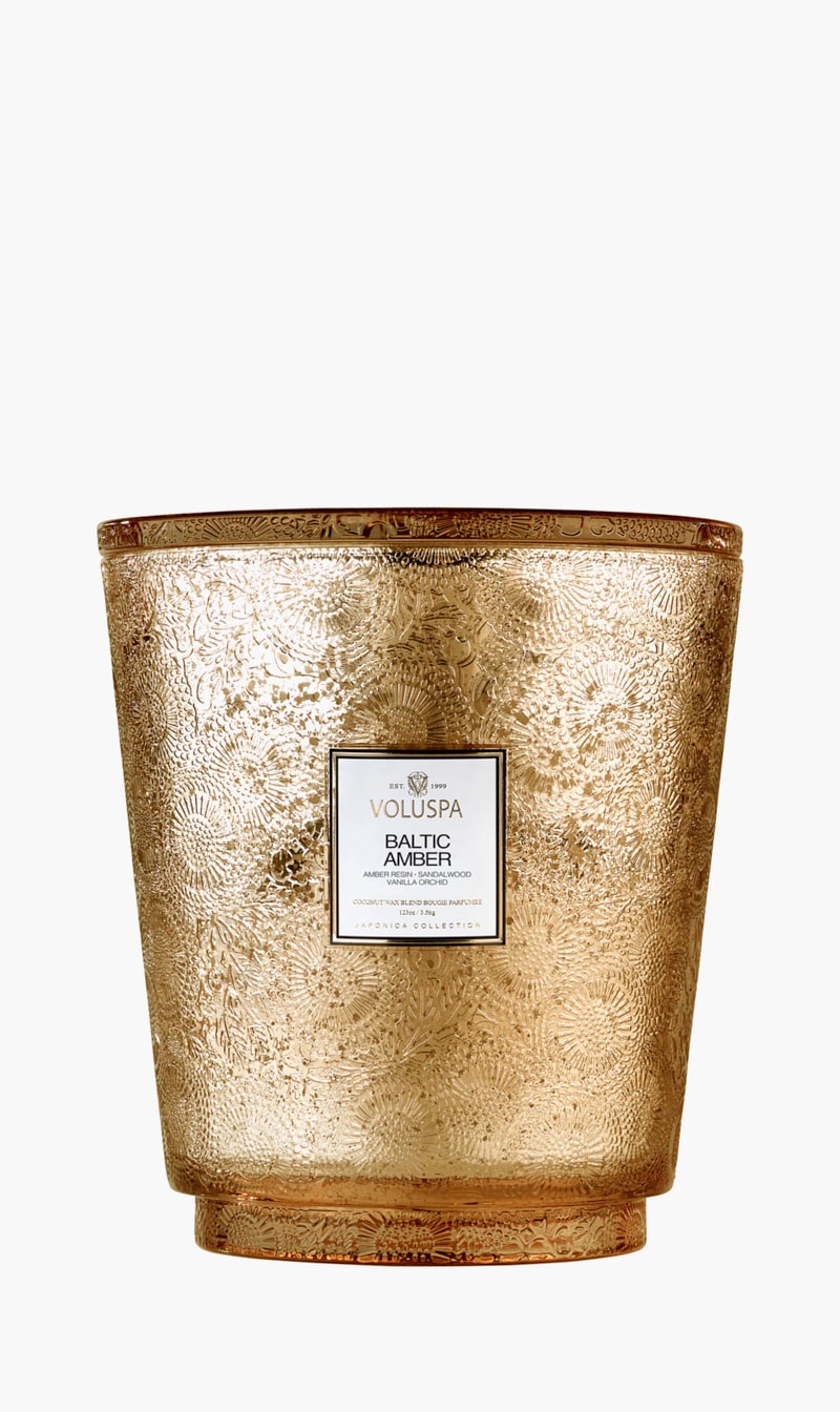 

Voluspa Gold Baltic Amber 5-wick Hearth Candle | The Deal Outlet
