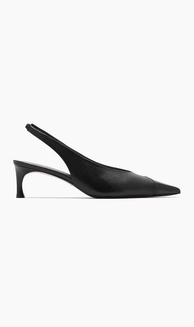 Black Leather Slingback Pumps for Women