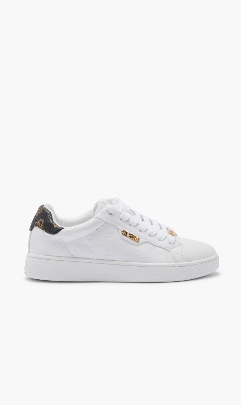 

Guess White Peony Embossed Sneakers for Women | The Deal Outlet