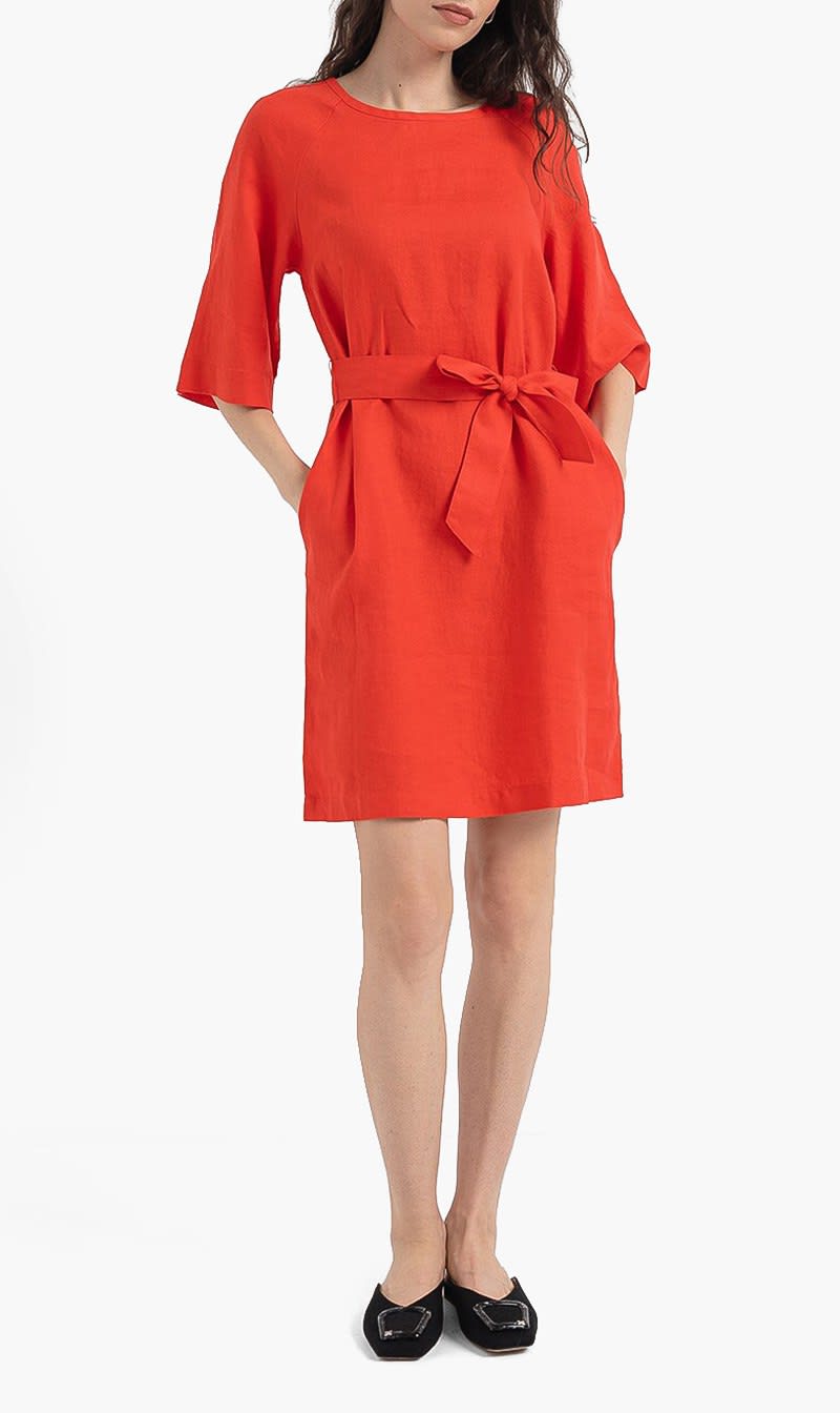 United Colors Of Benetton Red Linen Short Dress for Women