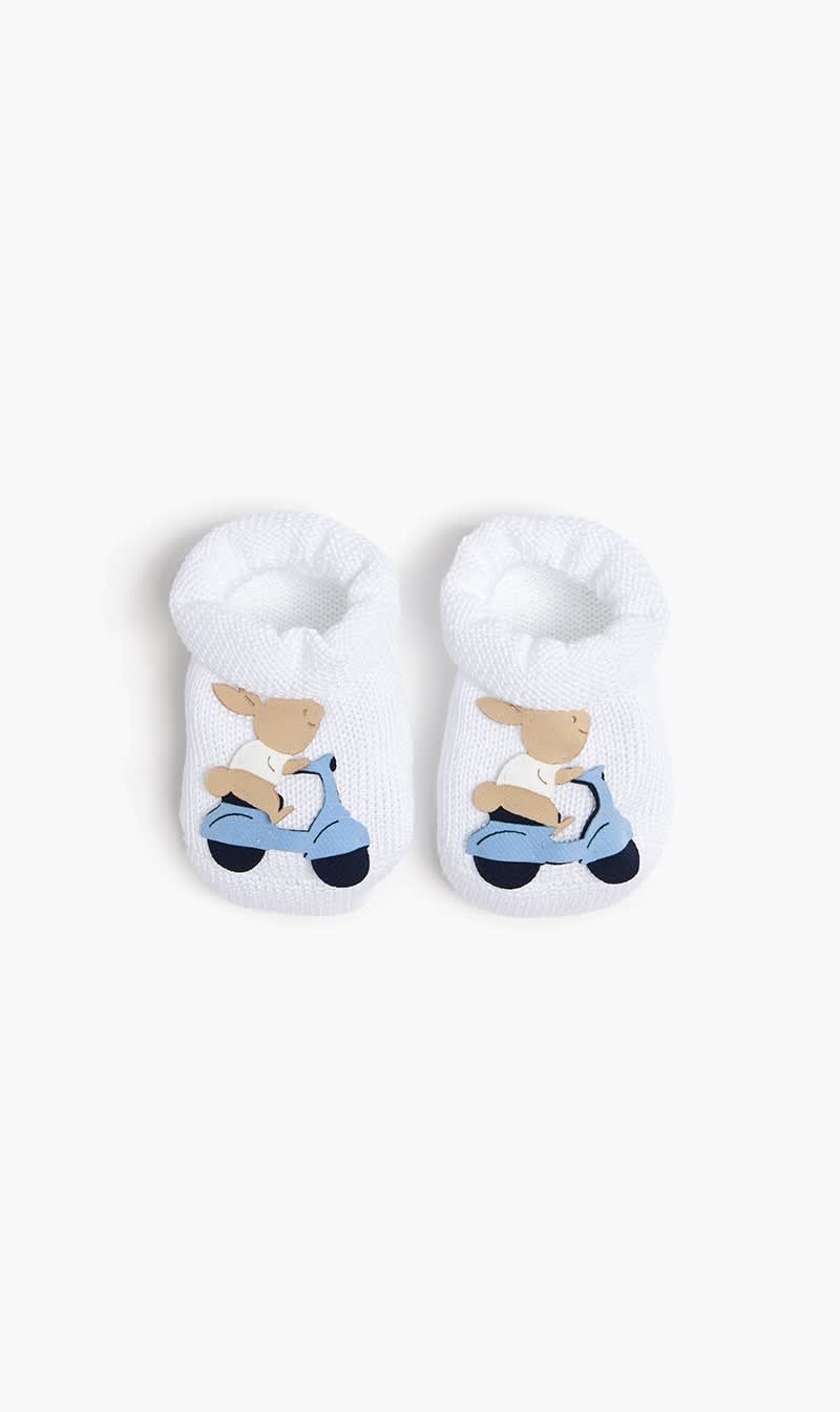 

Story Loris White Vespa Bunny Cotton Booties for Girls | The Deal Outlet