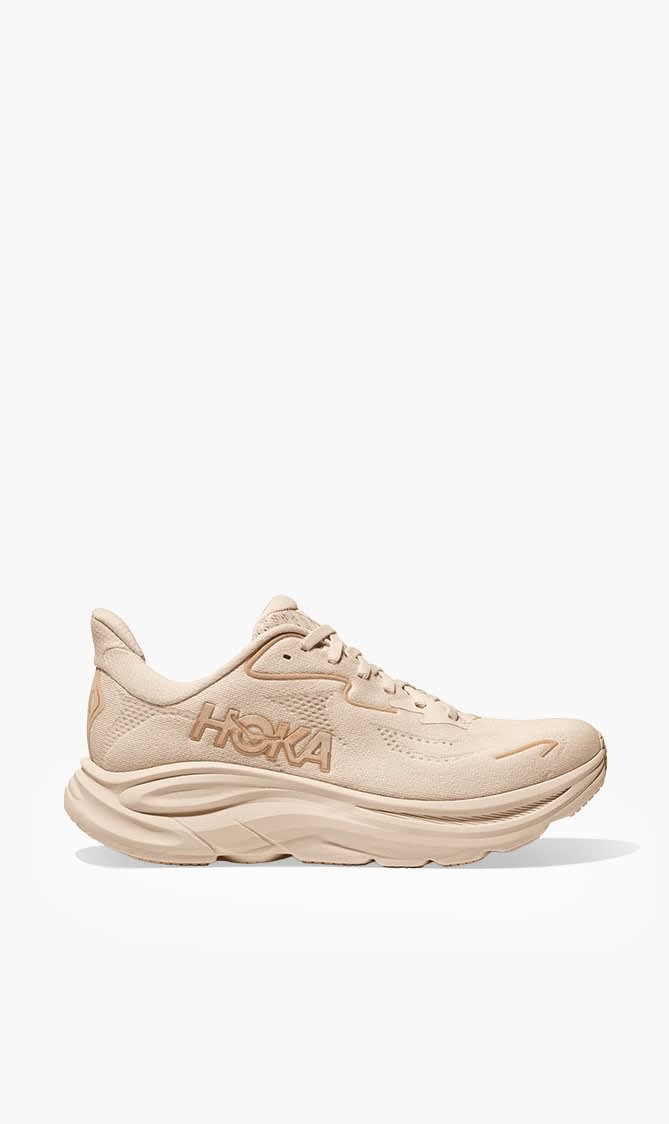 Beige Hoka White Clifton 10 Sneakers for Women