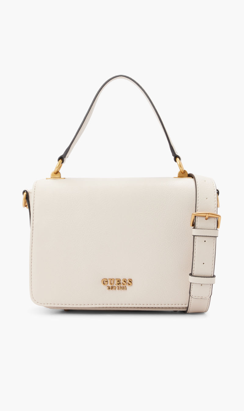 

Guess White Arja Top Handle Flap for Women | The Deal Outlet