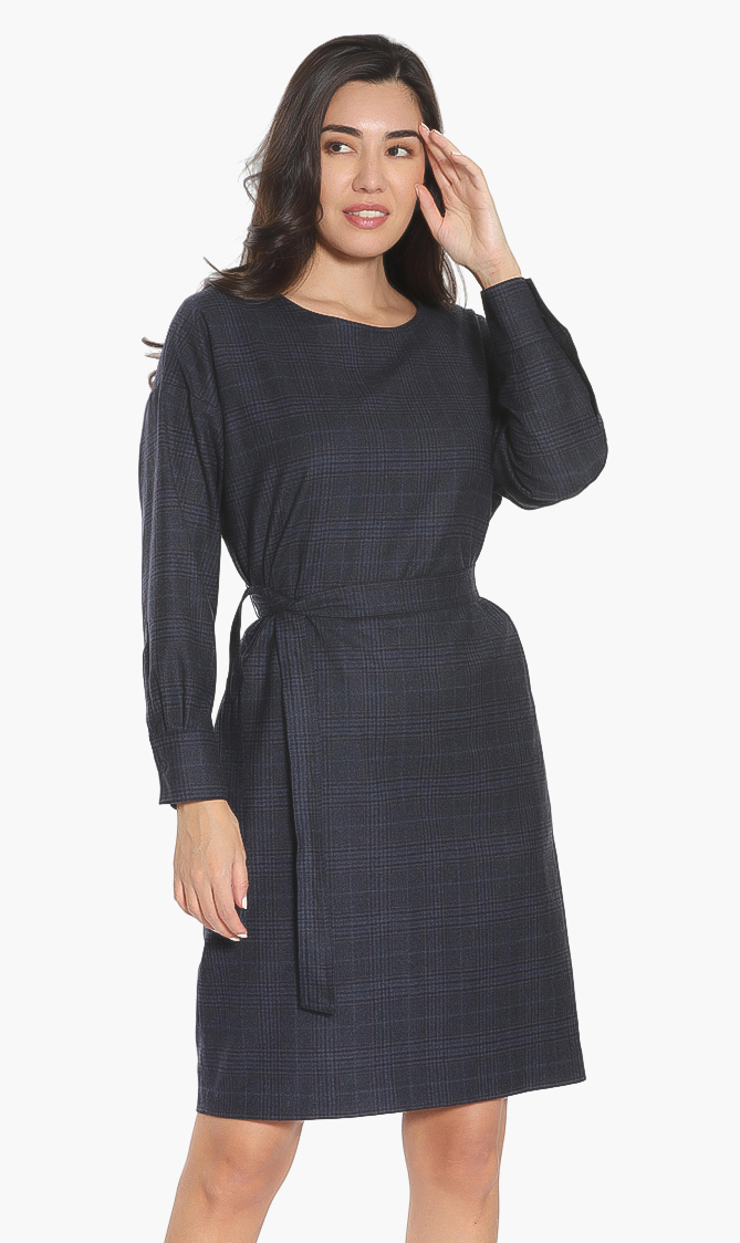 Weekend Maxmara Grey Baviera Checkered Dress for Women | The Deal Outlet