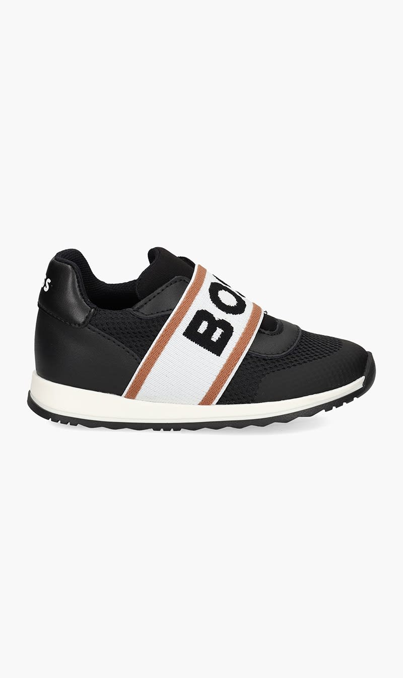 Boss Black Slip On Logo Sneakers for Boys