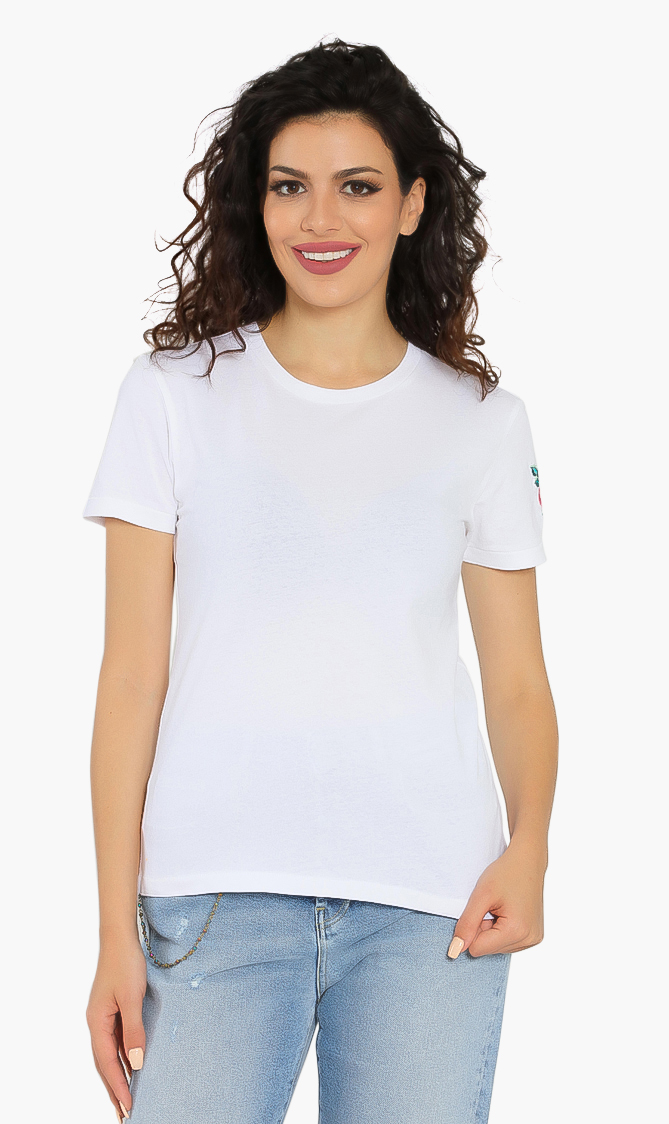 

Floral Embroidered T-shirt, White