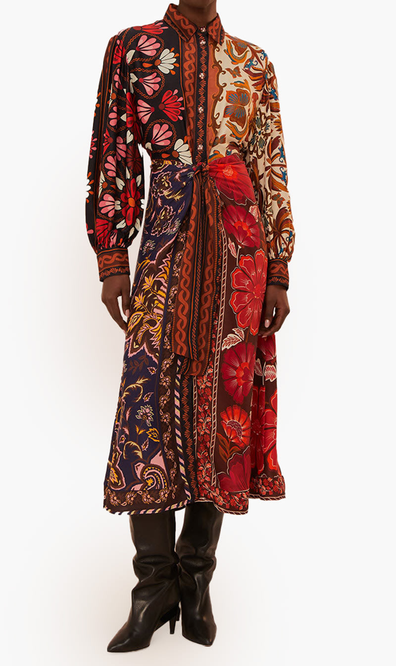 

Farm Rio Multi-color Miranda Chemise Midi Dress for Women | The Deal Outlet