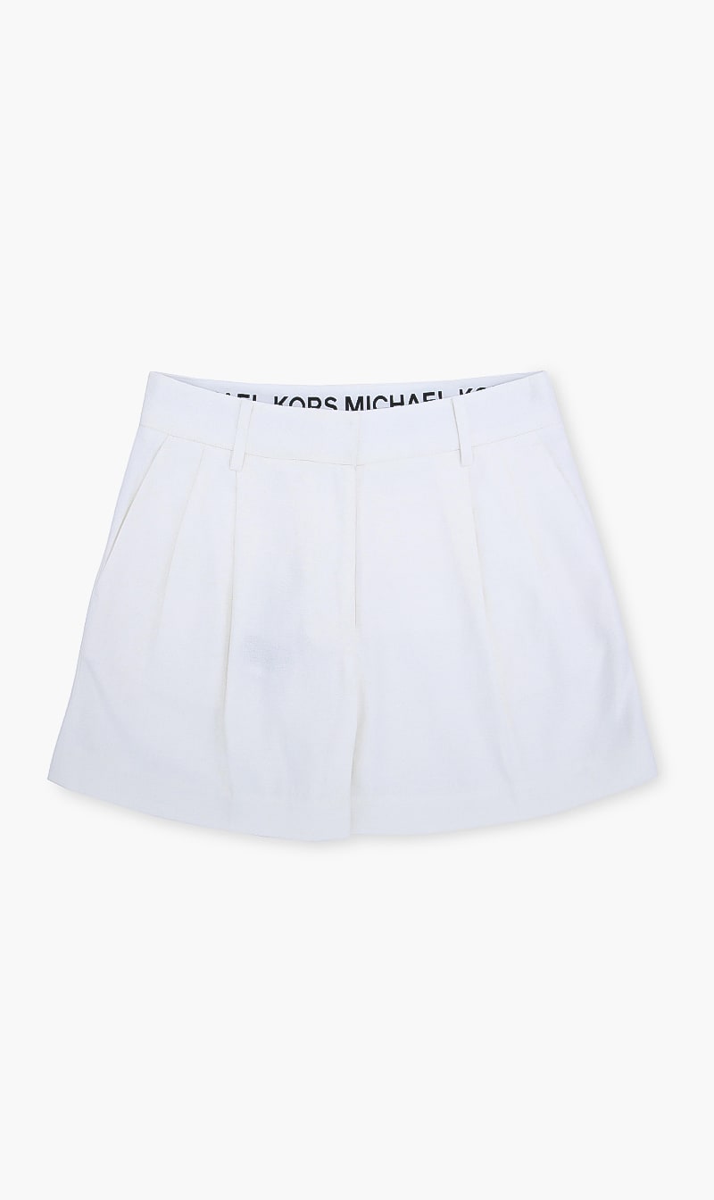 

Michael Kors White Pleated Linen Blend Shorts for Women | The Deal Outlet