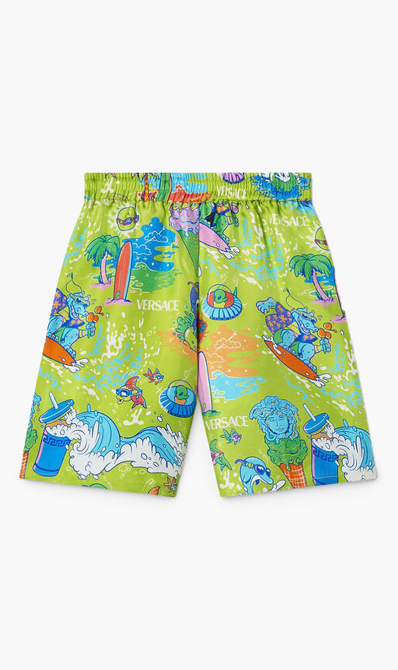 

Versace Green Shorts Contrast Medusa Silk Twill Kids for Boys | The Deal Outlet