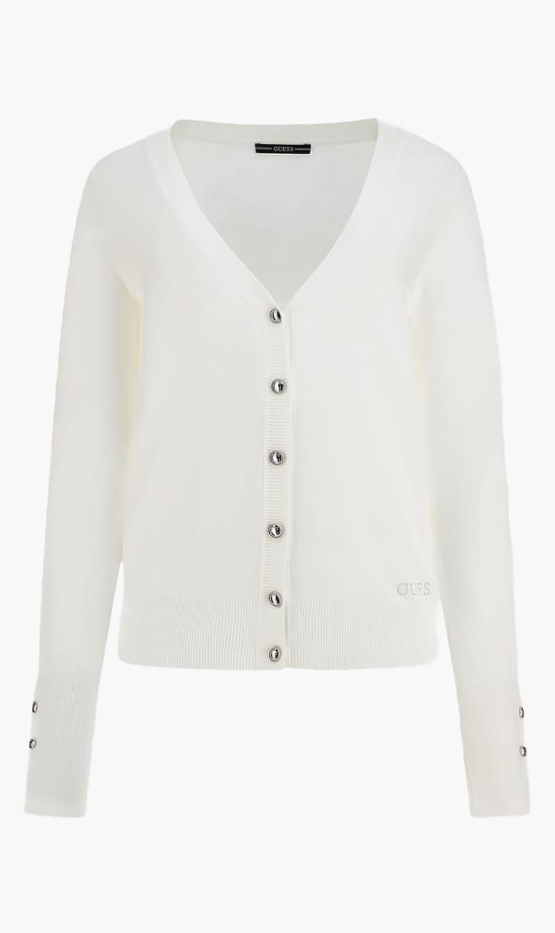 

Guess White Zena Cardi Ls Swtr for Women | The Deal Outlet