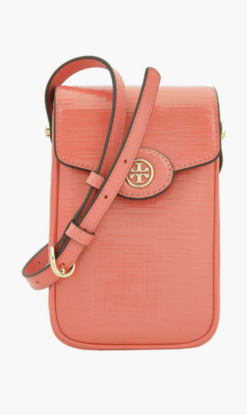 

Tory Burch Pink Embossed Leather Robinson Phone Crossbody Bag for Women | The Deal Outlet