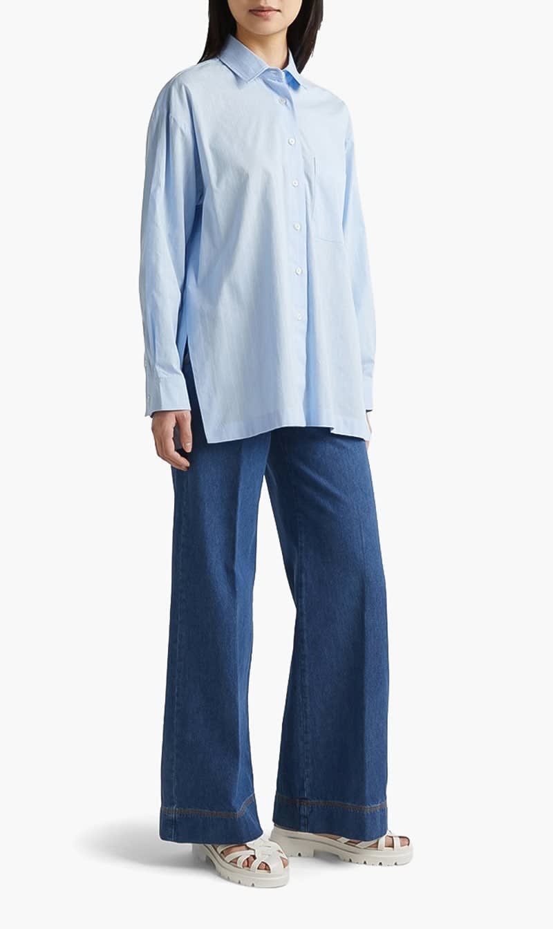 Blue United Colors Of Benetton White Lightweight Overfit Shirt for Women