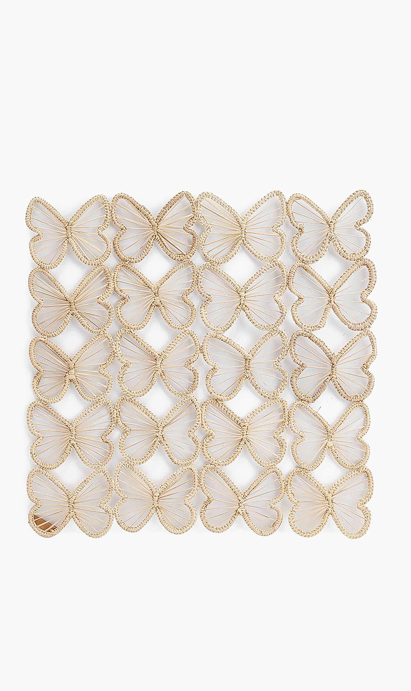 

Iraca Butterfly Rectangular Placemat, White