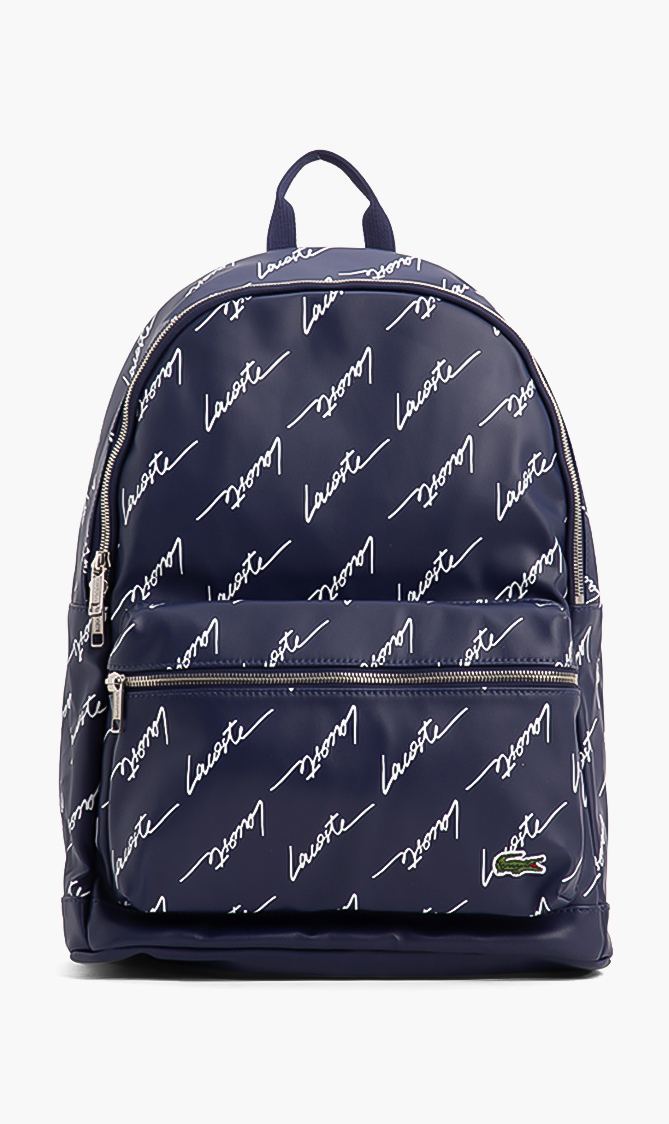 

Lacoste Signature Print Zippered Backpack