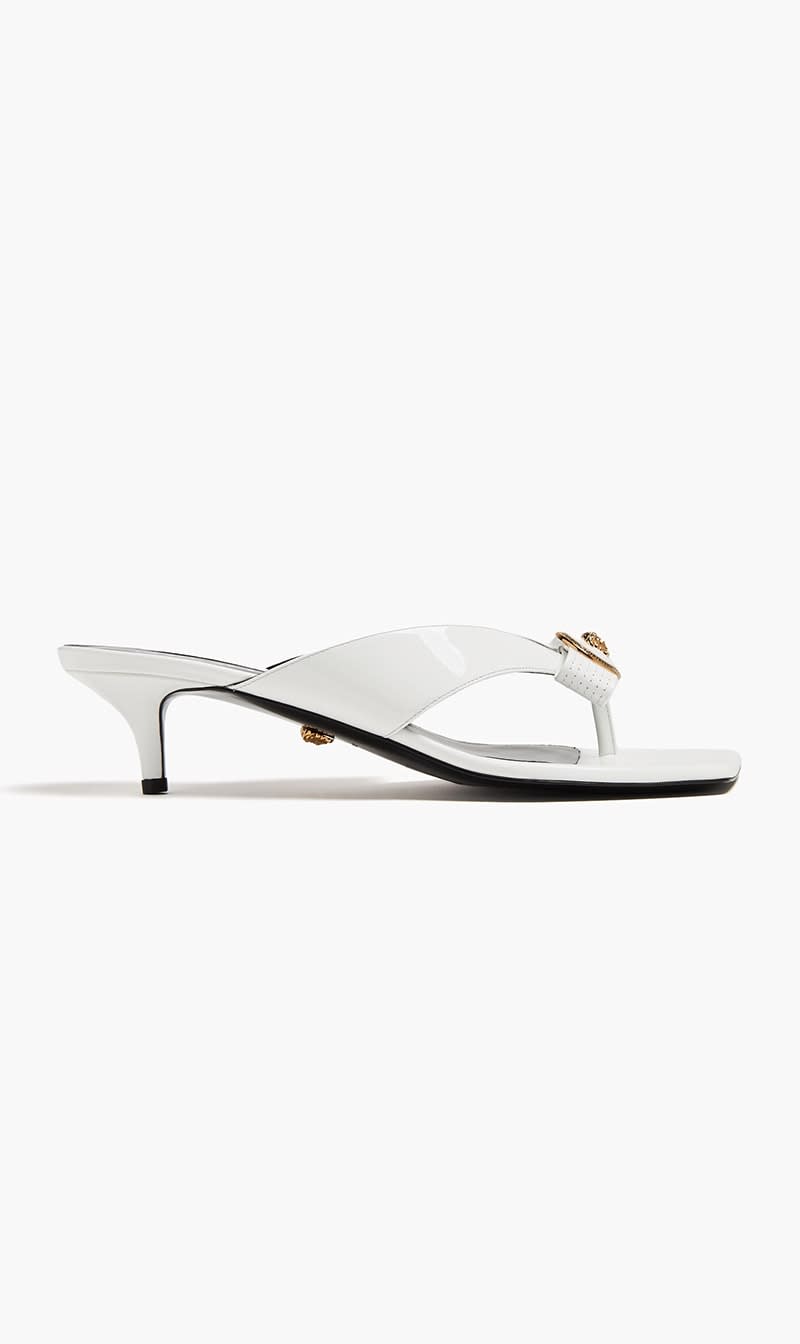 

Versace White Sandal T45 Patent Calf Leather for Women | The Deal Outlet