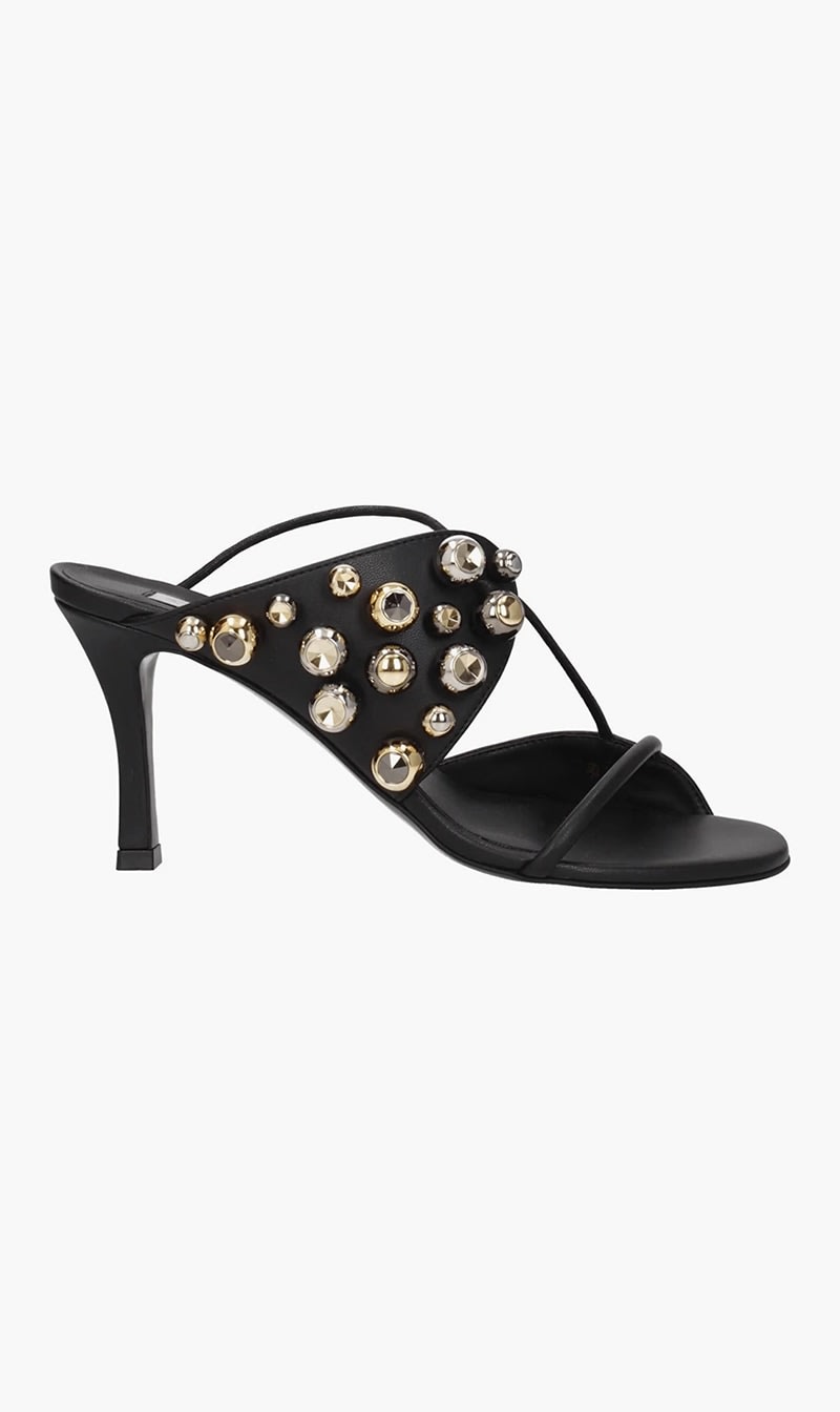 

Stella Mc Cartney Black 100 Lace Up Stud Mules for Women | The Deal Outlet