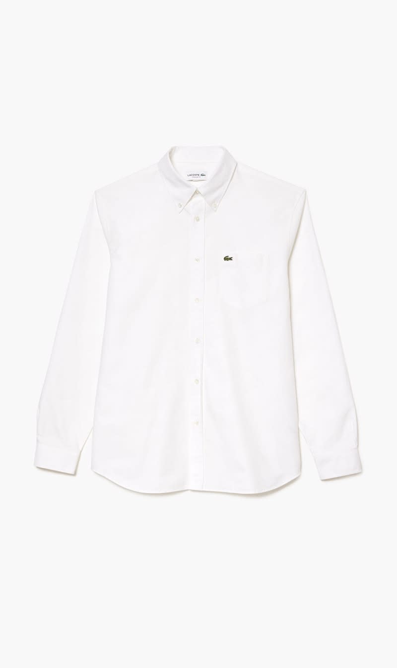 

Lacoste White Regular Fit Oxford Shirt for Men | The Deal Outlet