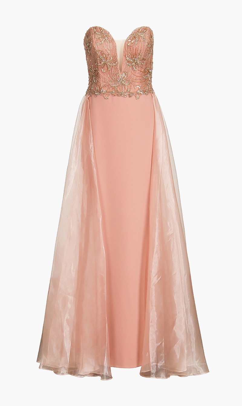 

Terani Couture Pink Strapless With Over Skirt Dress for Women | The Deal Outlet