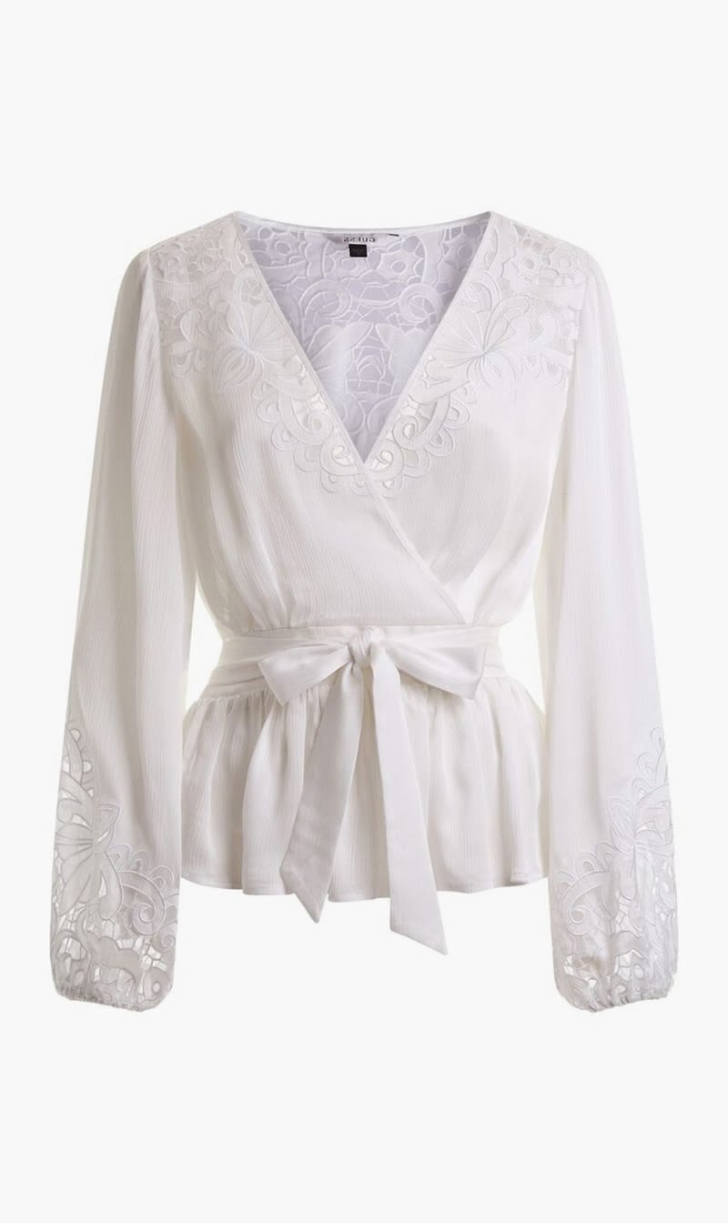 

Guess White Ls Adora Top for Women | The Deal Outlet
