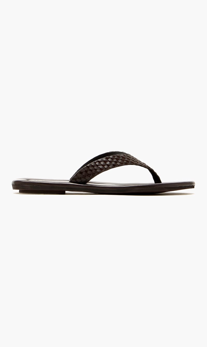 Brown Lattice Weave Thong for Women