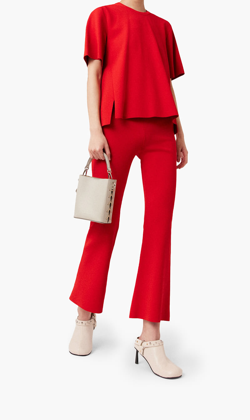 

Stella Mc Cartney Red Mid Rise Flared Pants for Women | The Deal Outlet