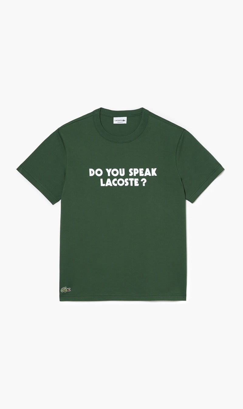 

Lacoste Green Pique Effect Slogan Cotton Jersey T-shirt for Men | The Deal Outlet