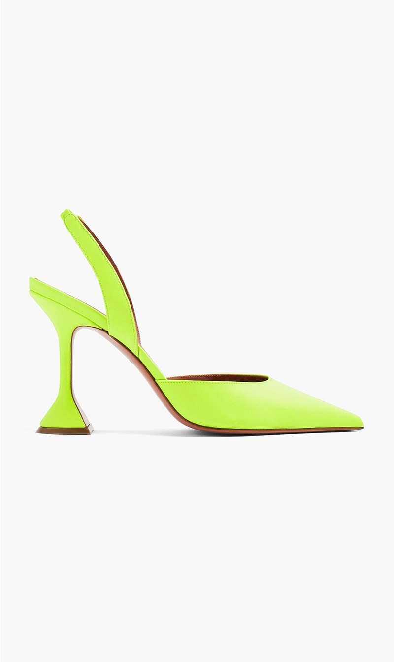 

Amina Muaddi Green Holli Sling Pumps for Women | The Deal Outlet