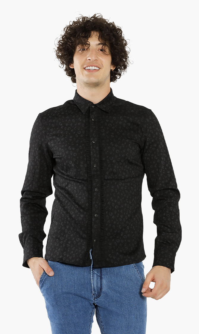 

KARL LAGERFELD Printed Stretch Denim Shirt