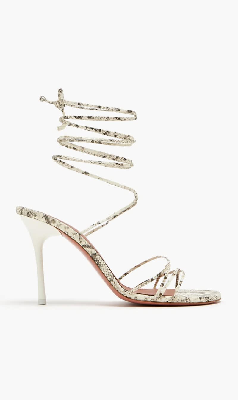 

Amina Muaddi Brown Lori Lace-up Sandals for Women | The Deal Outlet