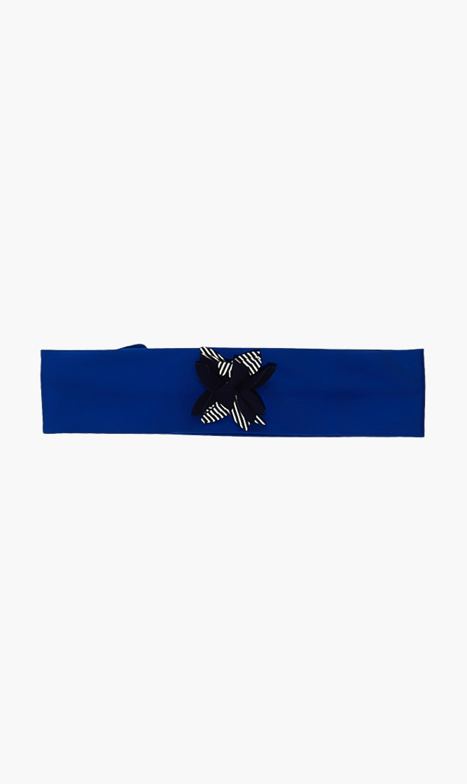 Petit Bateau Blue Pinstriped Bow Headband for Girls | The Deal Outlet