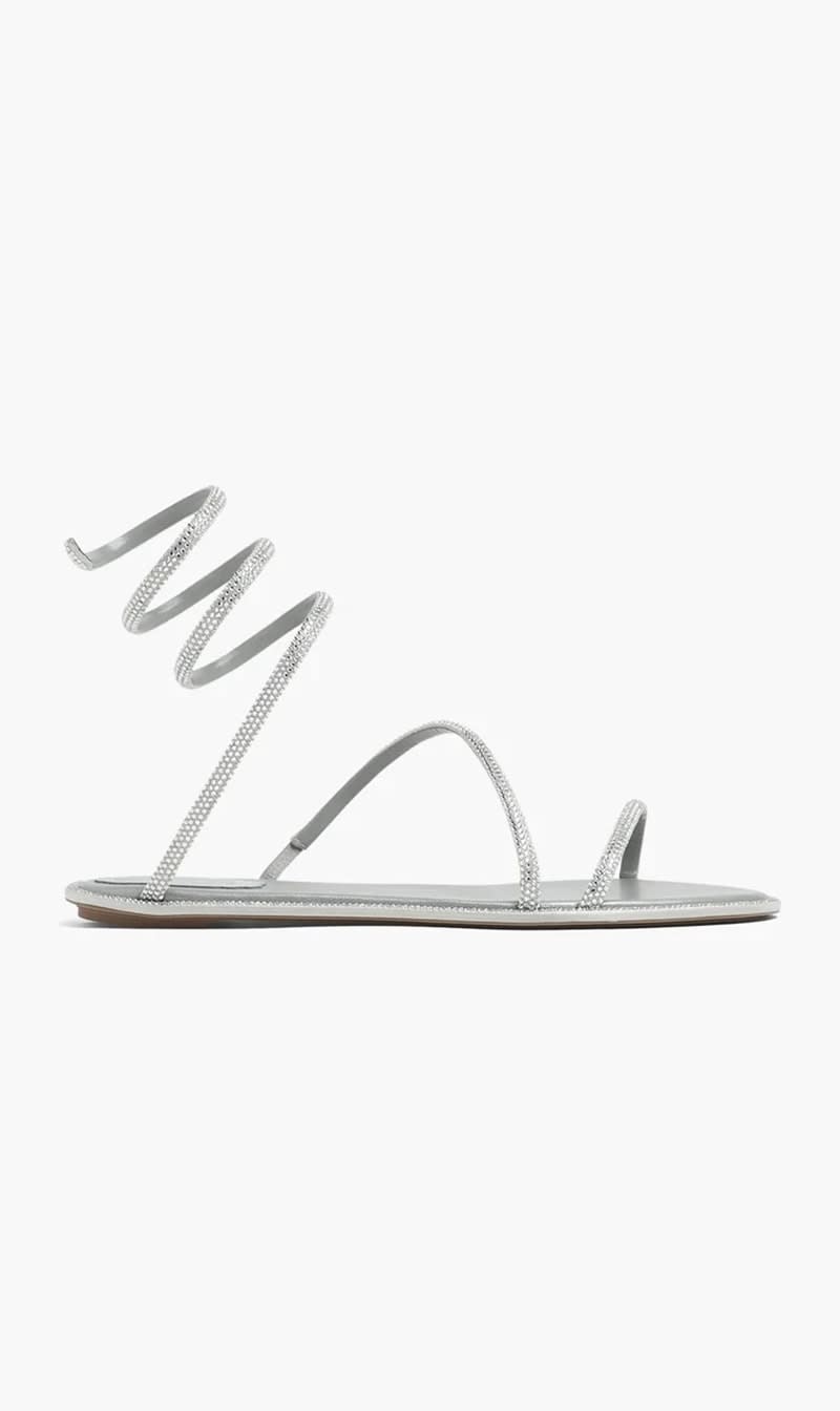 

Rene Caovilla Grey Cleo Flat Sandals for Women | The Deal Outlet