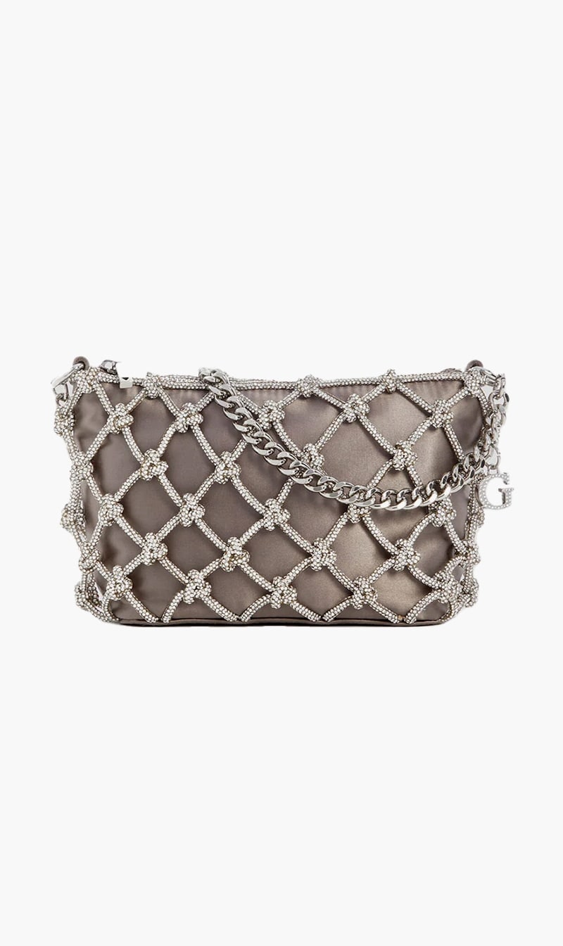 

Guess Silver Zalina Top Zip Shoulder Bag for Women | The Deal Outlet