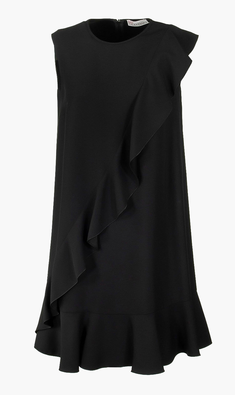 

Cut Sleeves Ruffle Dress, Black