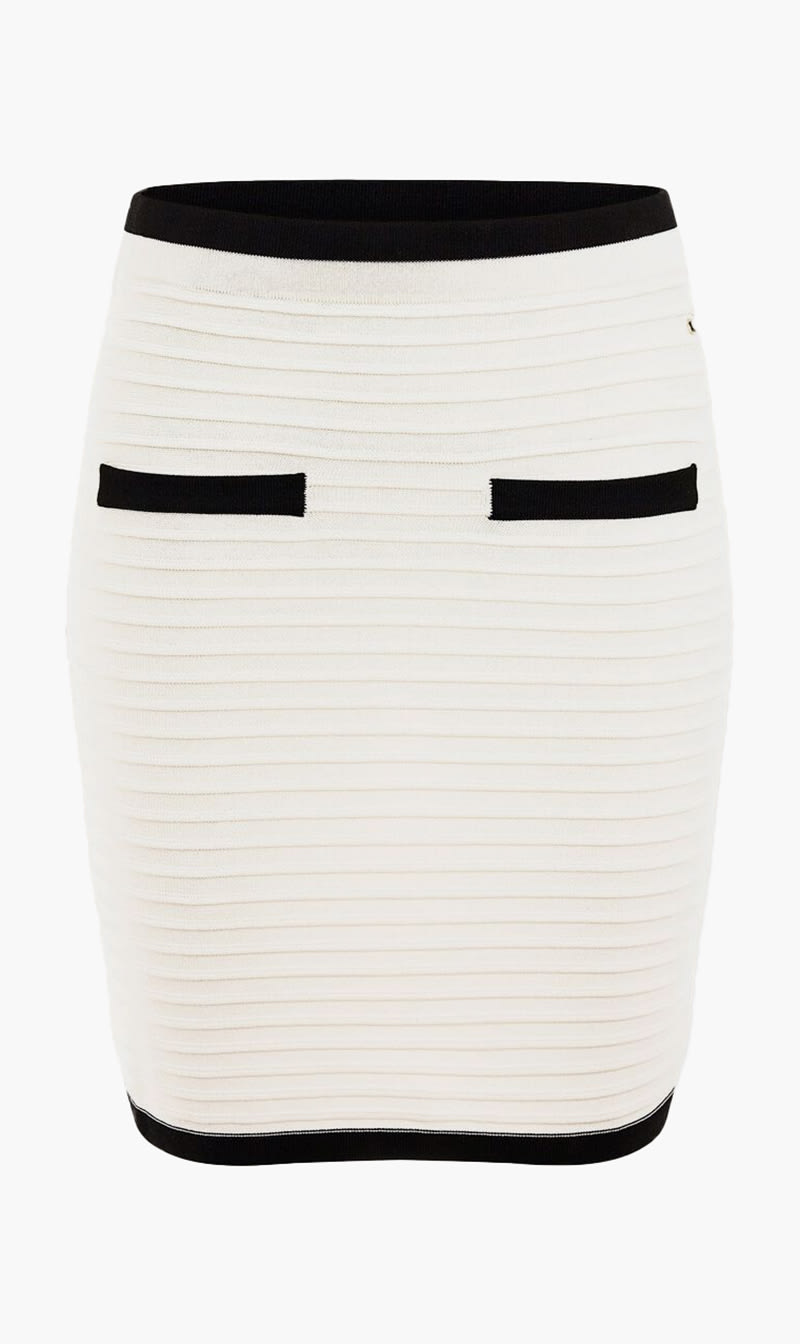 

Guess Beige Alba Embossed Stripes Skirt for Women | The Deal Outlet