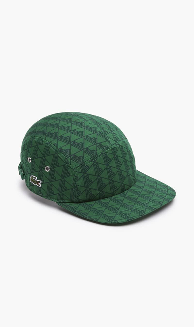 

Lacoste Green Monogram Print Twill Jockey Cap for Men | The Deal Outlet