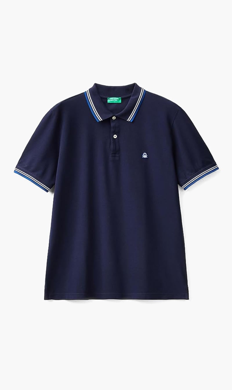 United Colors Of Benetton Blue Stretch Cotton Polo Shirt for Men