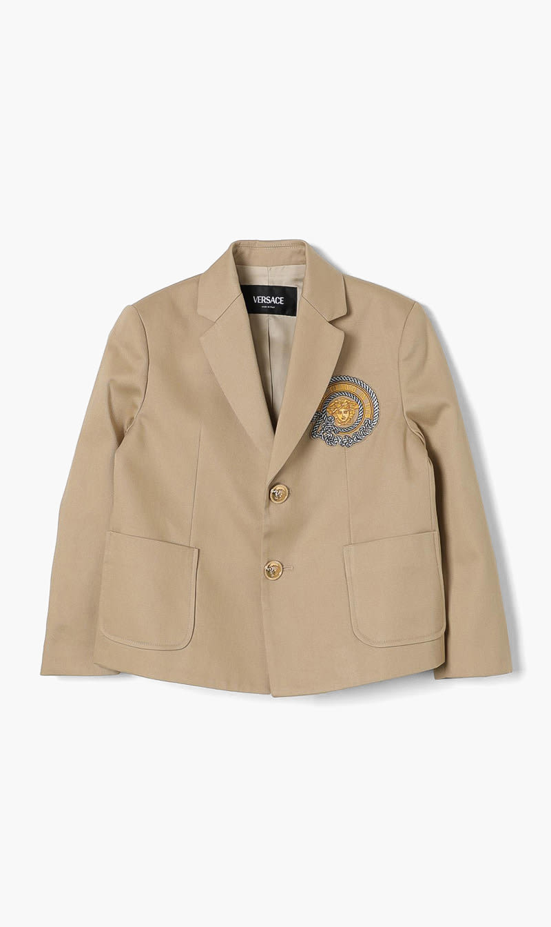 

Versace Beige Medusa Head Patch Single Breasted Blazer for Boys