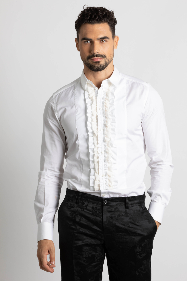 Dolce&gabbana Bib-front Ruffled Tuxedo Shirt