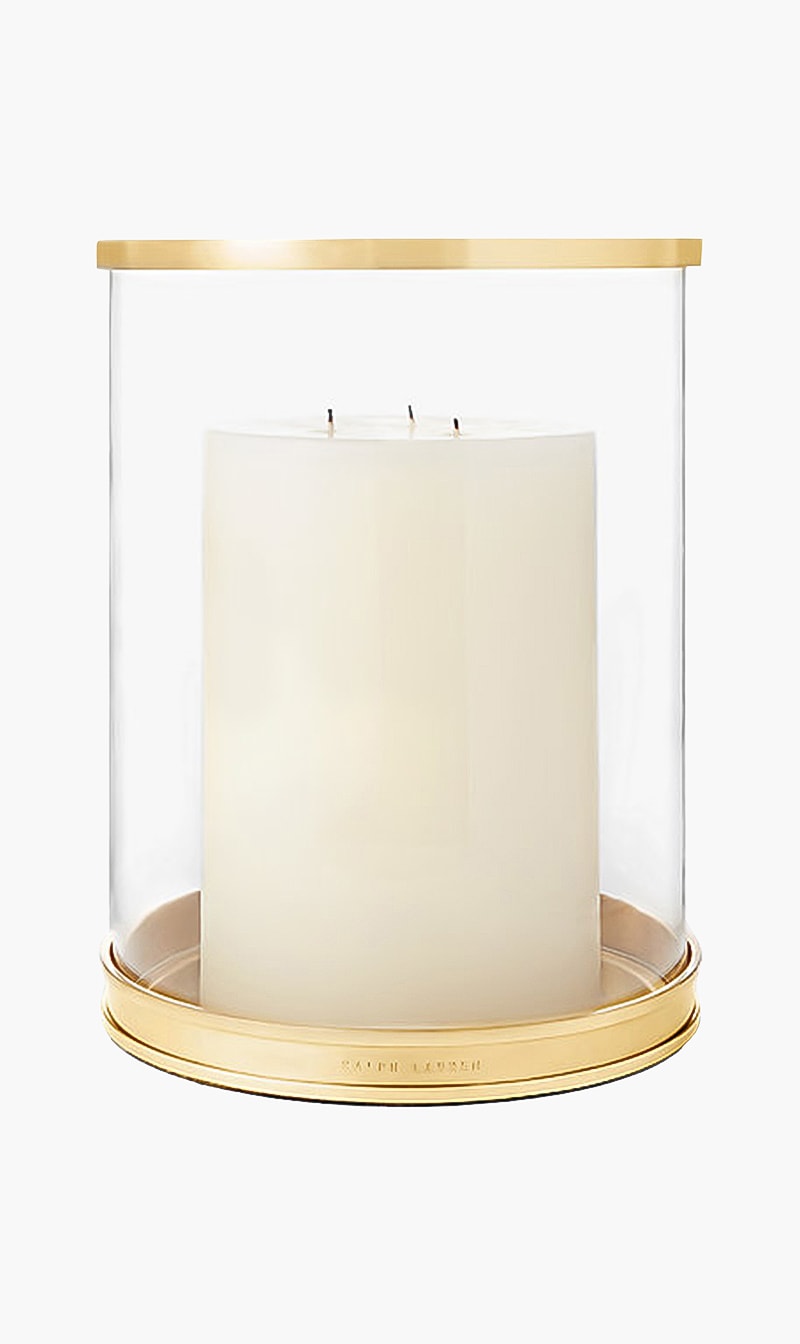 

Brass Small Modern Hurricane Candle Holder, Gold