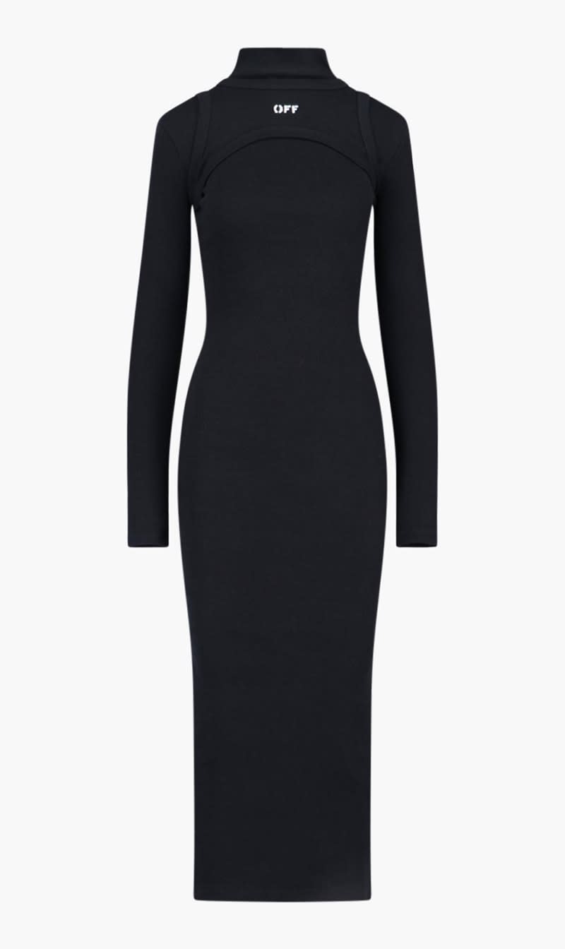 

Off-white Black Off Stamp Rib Round Long Dres Black Whit for Women | The Deal Outlet