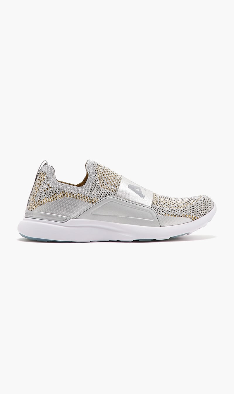 

Athletic Propulsion Labs Silver Tech Loom Bliss Sneakers for Women | The Deal Outlet