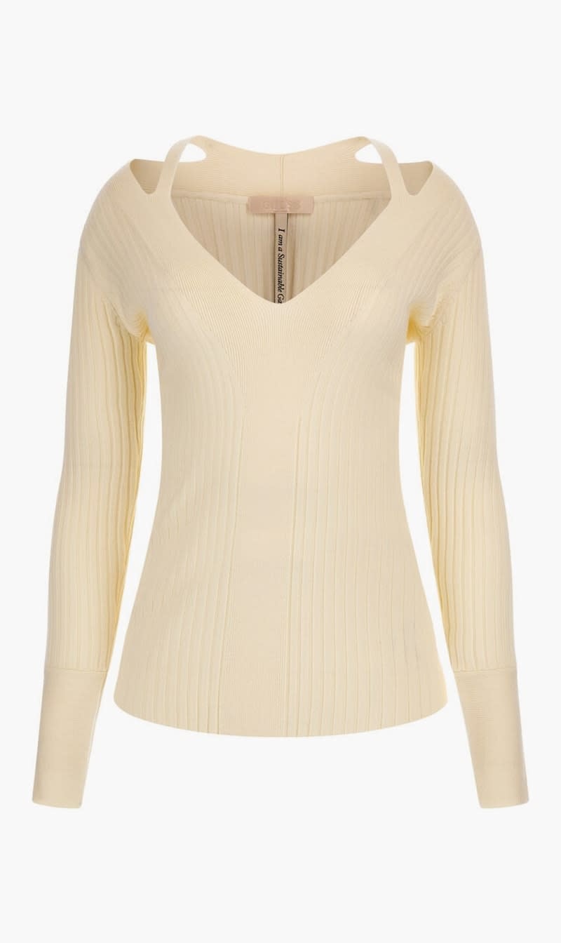 

Guess White Ls Vn Aline Swtr for Women | The Deal Outlet
